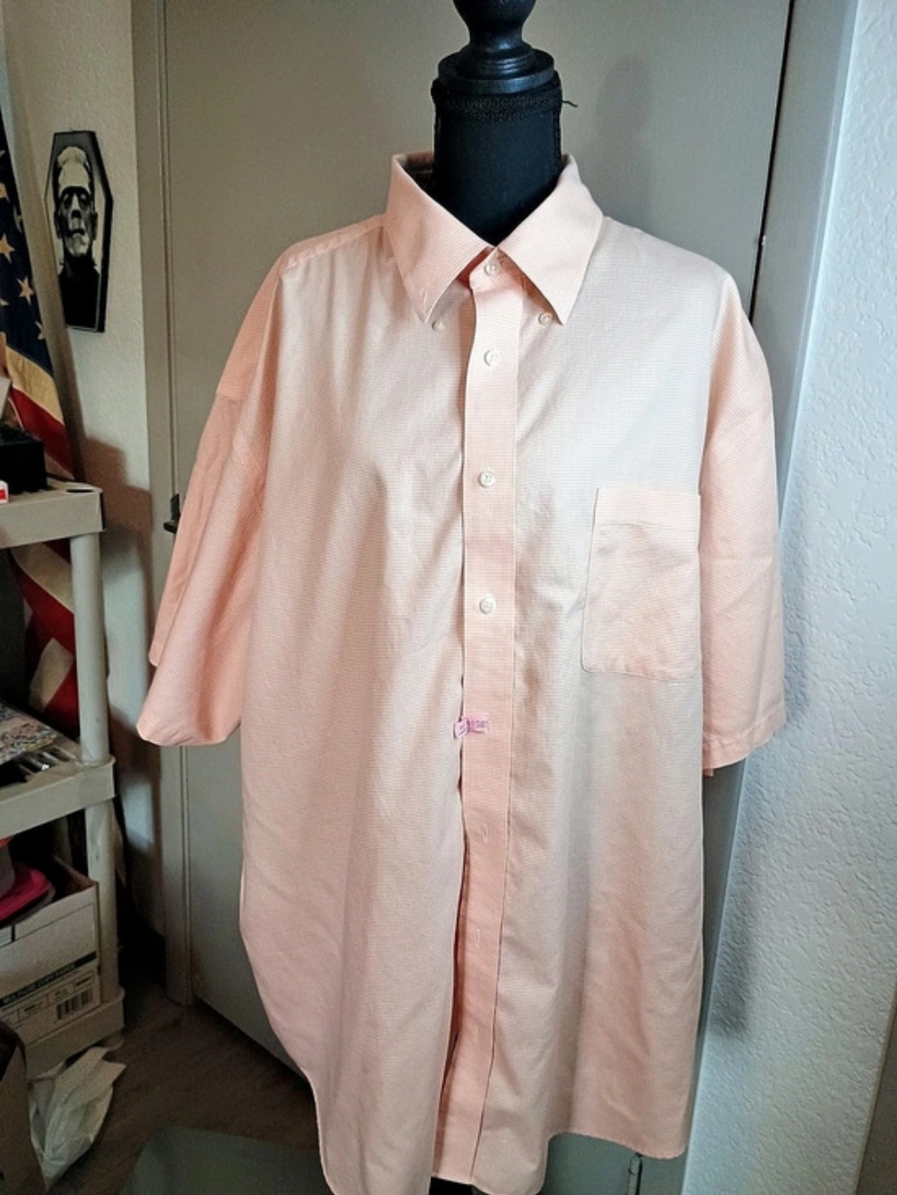 Gold Label Men's Gingham Button Down Pink Size 3X Like New